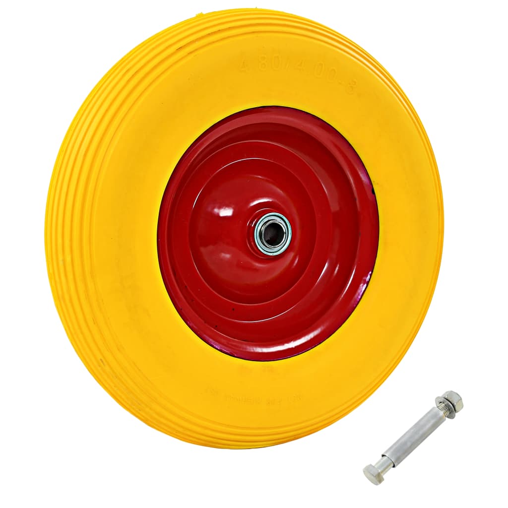 VidaXL Kruiwagenwiel met as 4,00-8 390 mm massief pu