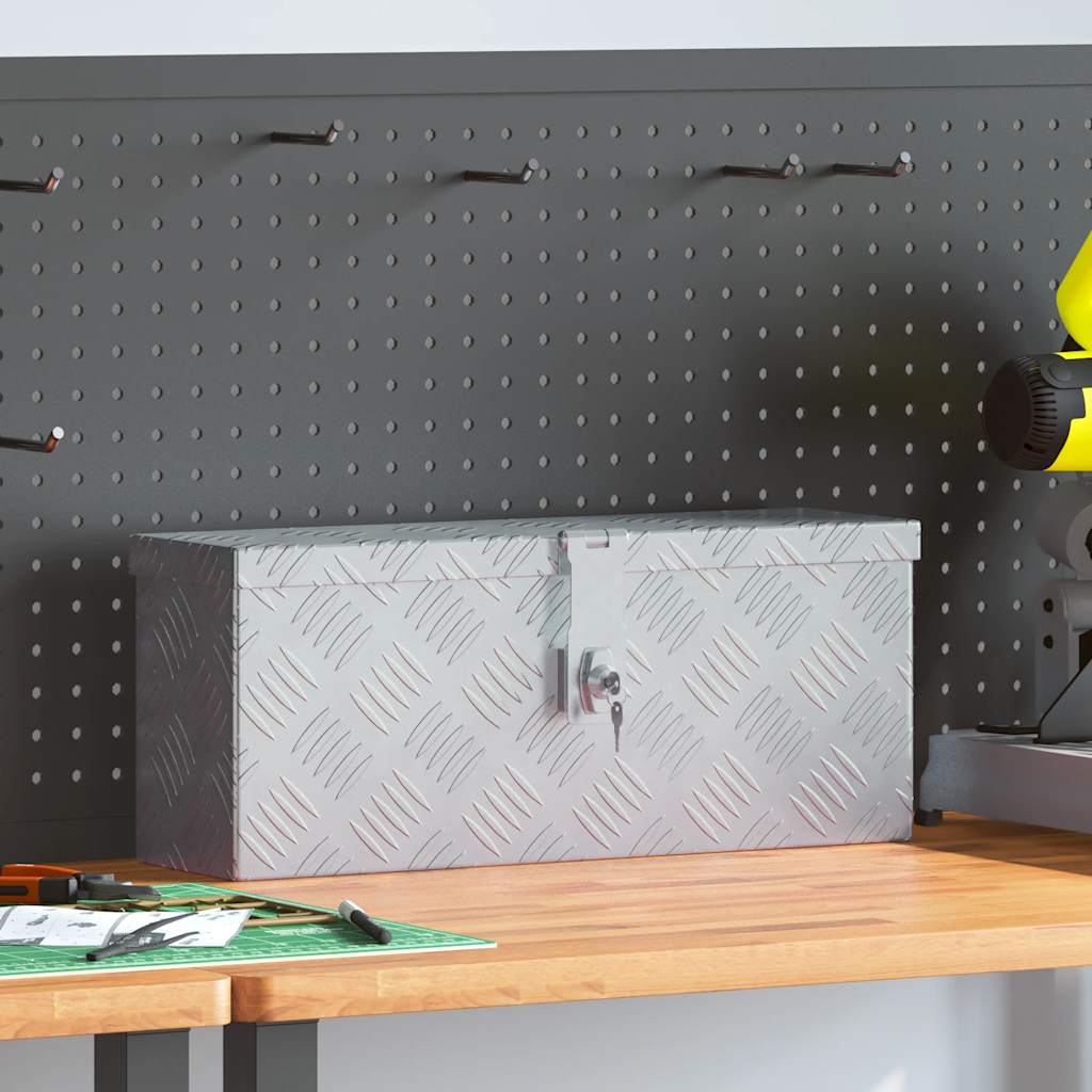 VidaXL Aluminium kist 48,5x14x20 cm zilverkleurig