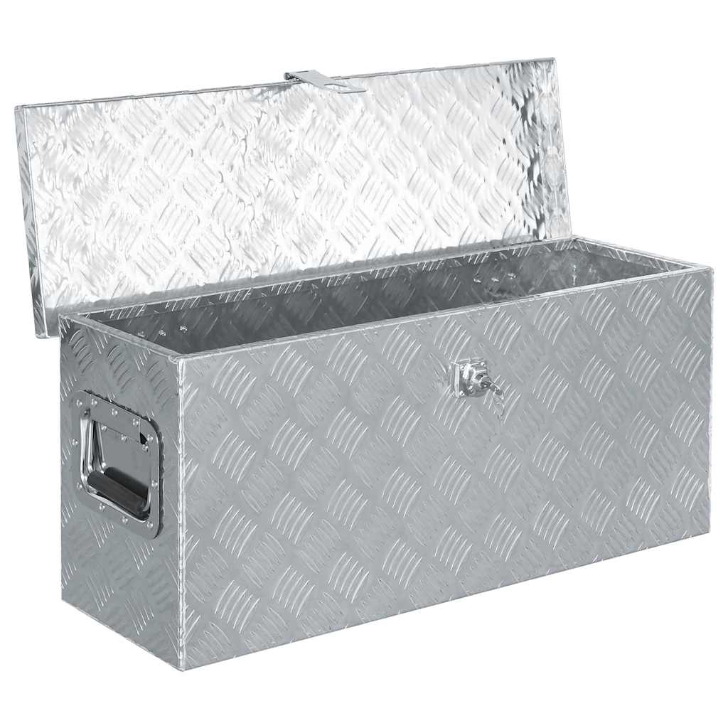 VidaXL Aluminium kist 76,5x26,5x33 cm zilverkleurig