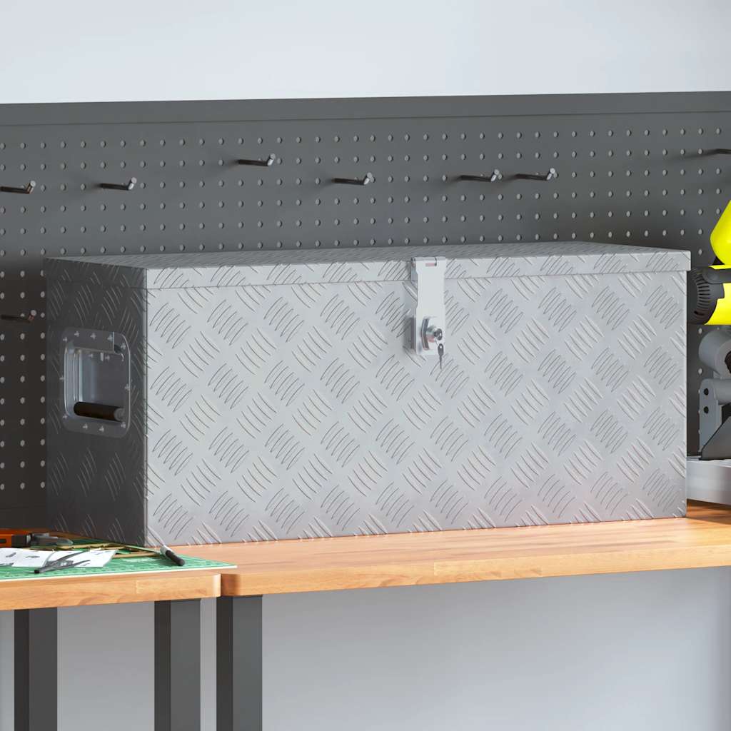 VidaXL Aluminium kist 76,5x26,5x33 cm zilverkleurig