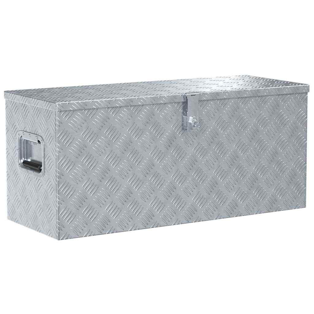 VidaXL Opbergkist 90,5x35x40 cm aluminium zilverkleurig