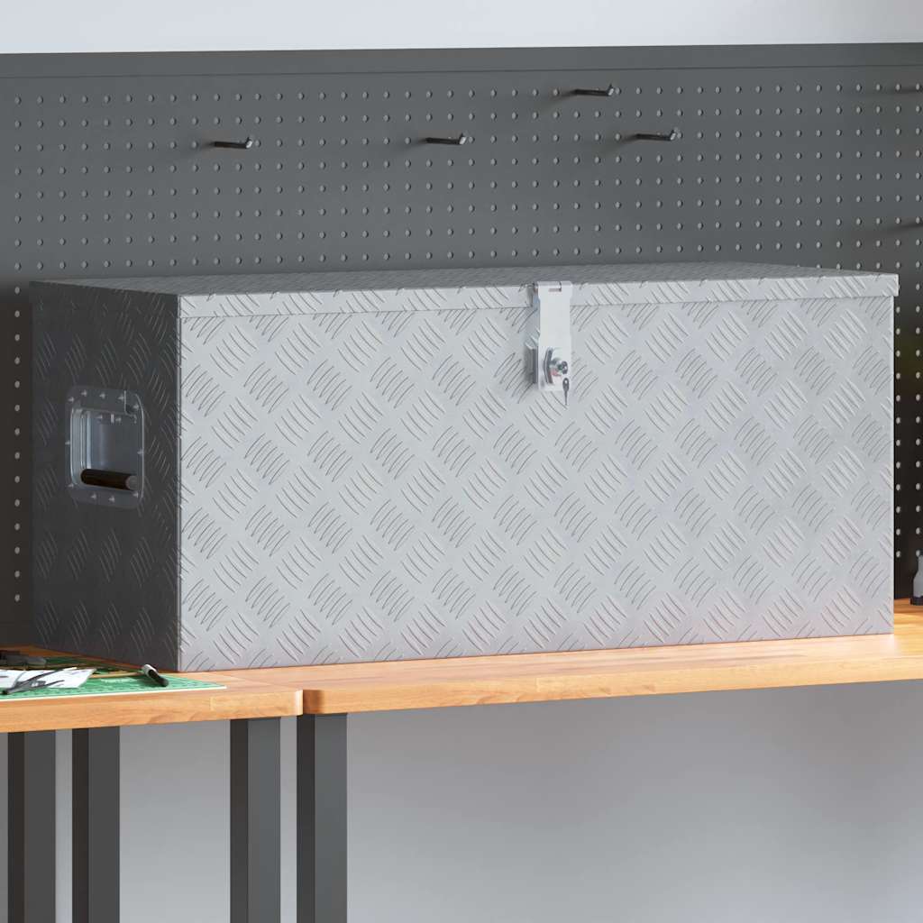 VidaXL Opbergkist 90,5x35x40 cm aluminium zilverkleurig