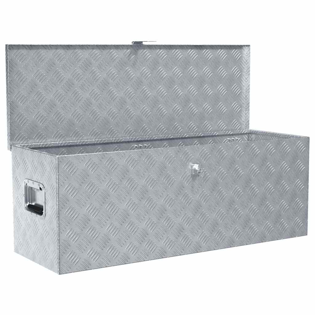 VidaXL Aluminium kist 110,5x38,5x40 cm zilverkleurig