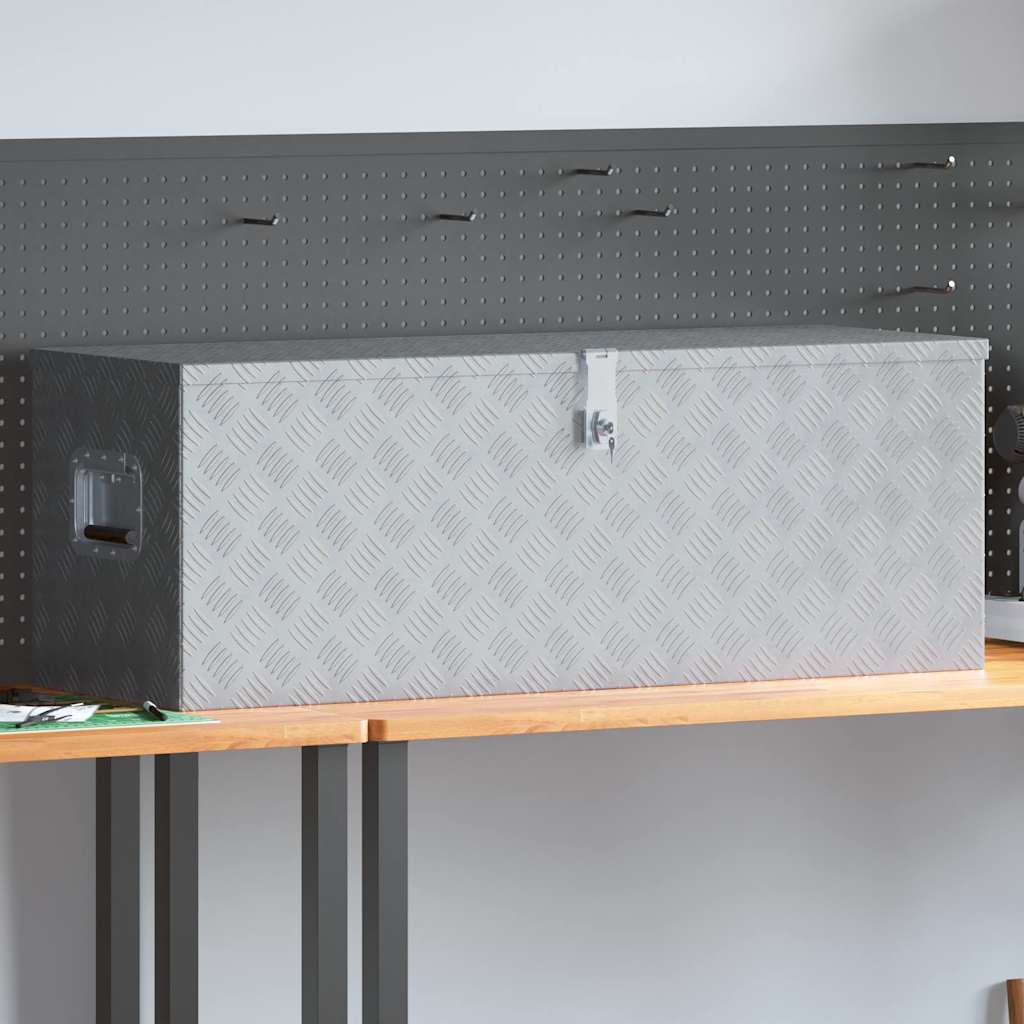 VidaXL Aluminium kist 110,5x38,5x40 cm zilverkleurig