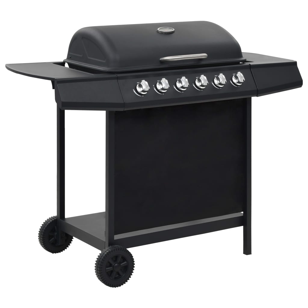 VidaXL Gasbarbecue met 6 kookzones staal zwart