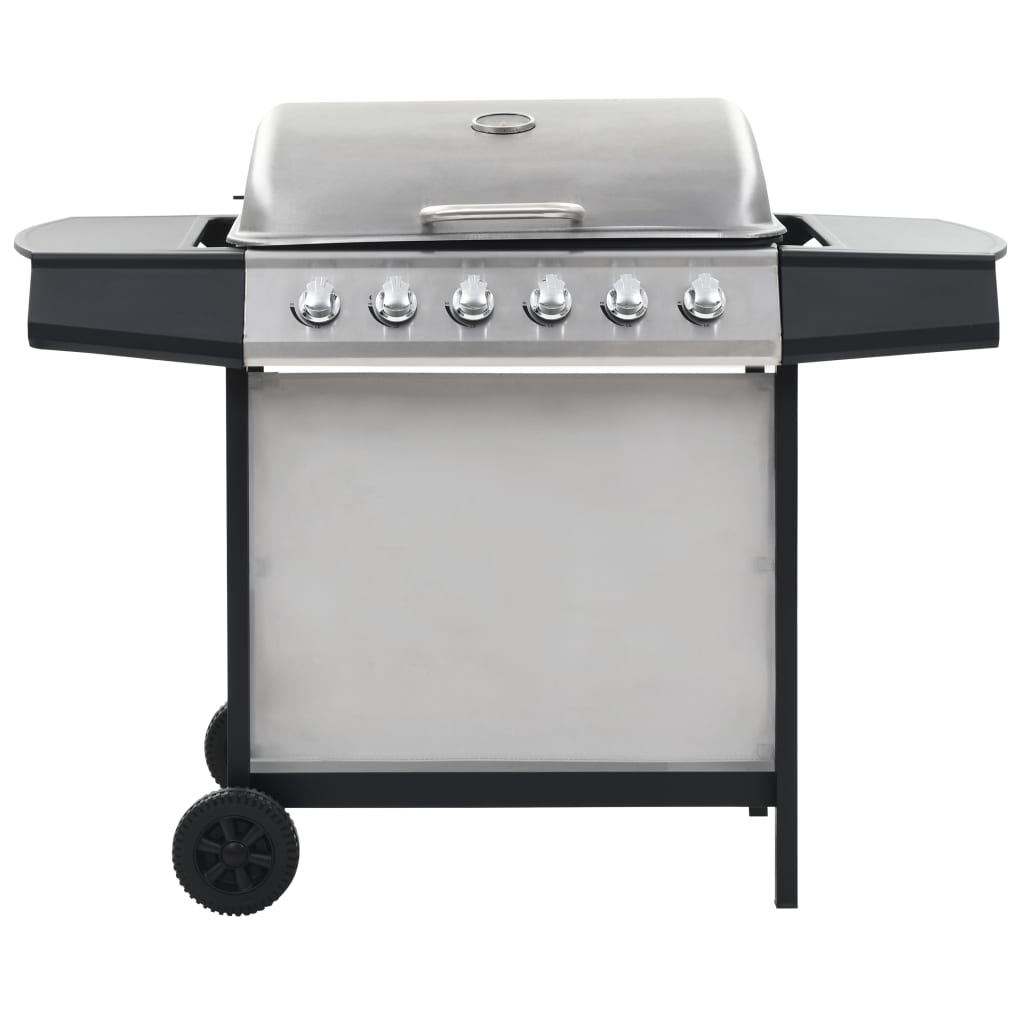 VidaXL Gasbarbecue met 6 kookzones roestvrij staal zilverkleurig
