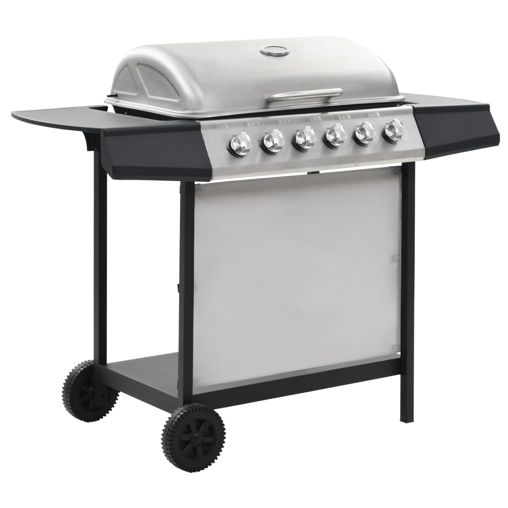 VidaXL Gasbarbecue met 6 kookzones roestvrij staal zilverkleurig