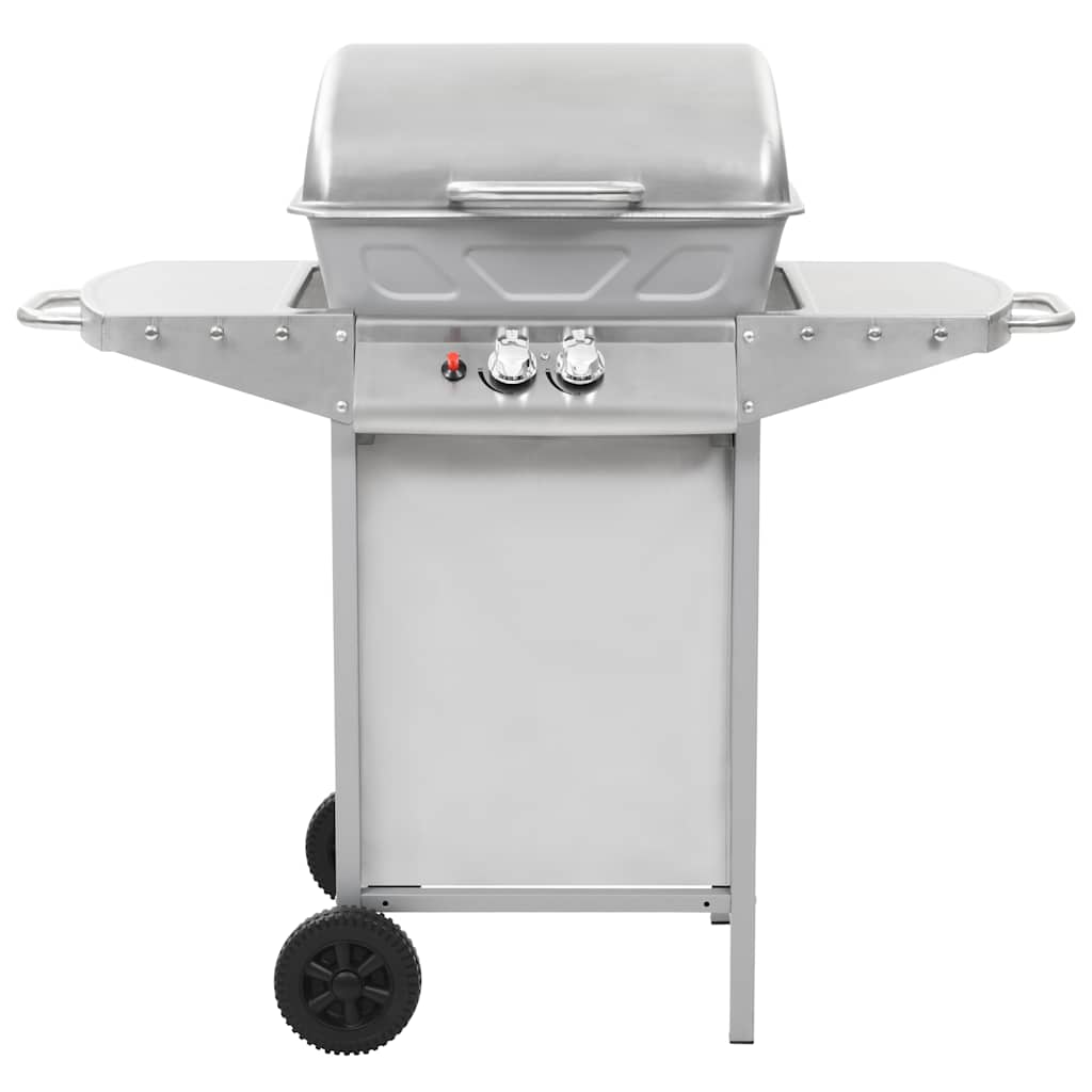 VidaXL Gasbarbecue en grill met 2 kookzones roestvrij staal zilver
