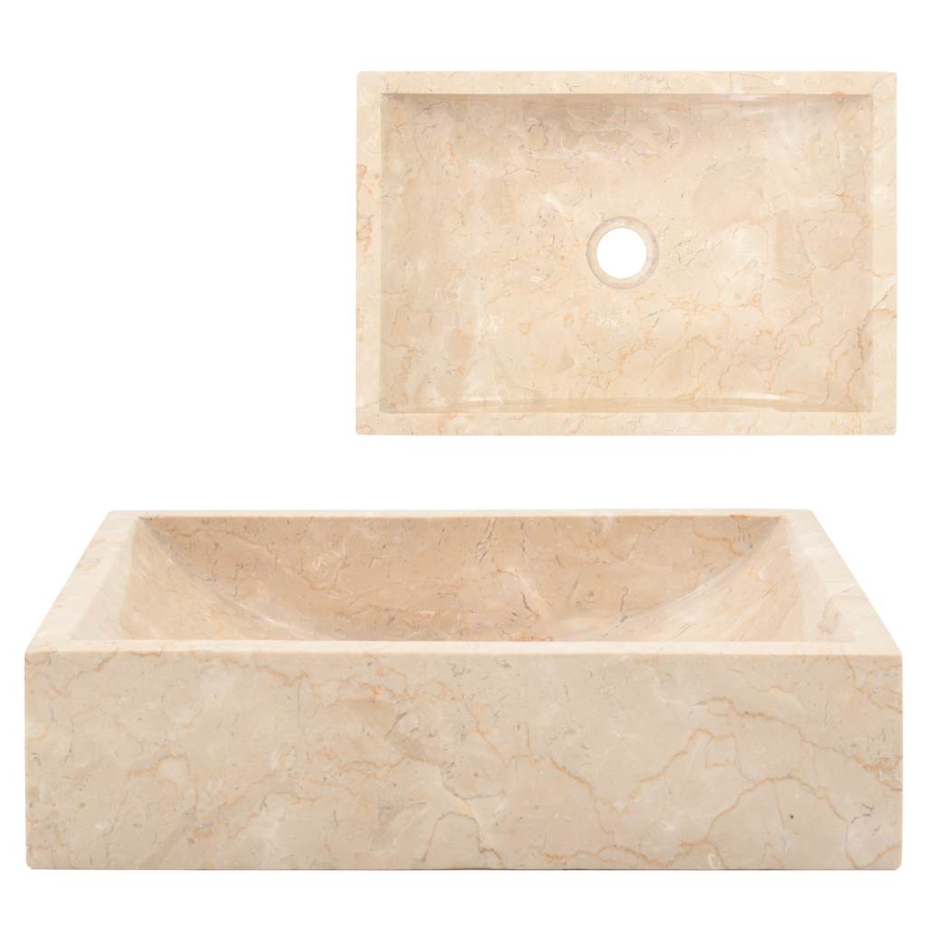 VidaXL Gootsteen 45x30x12 cm marmer hoogglans crèmekleurig