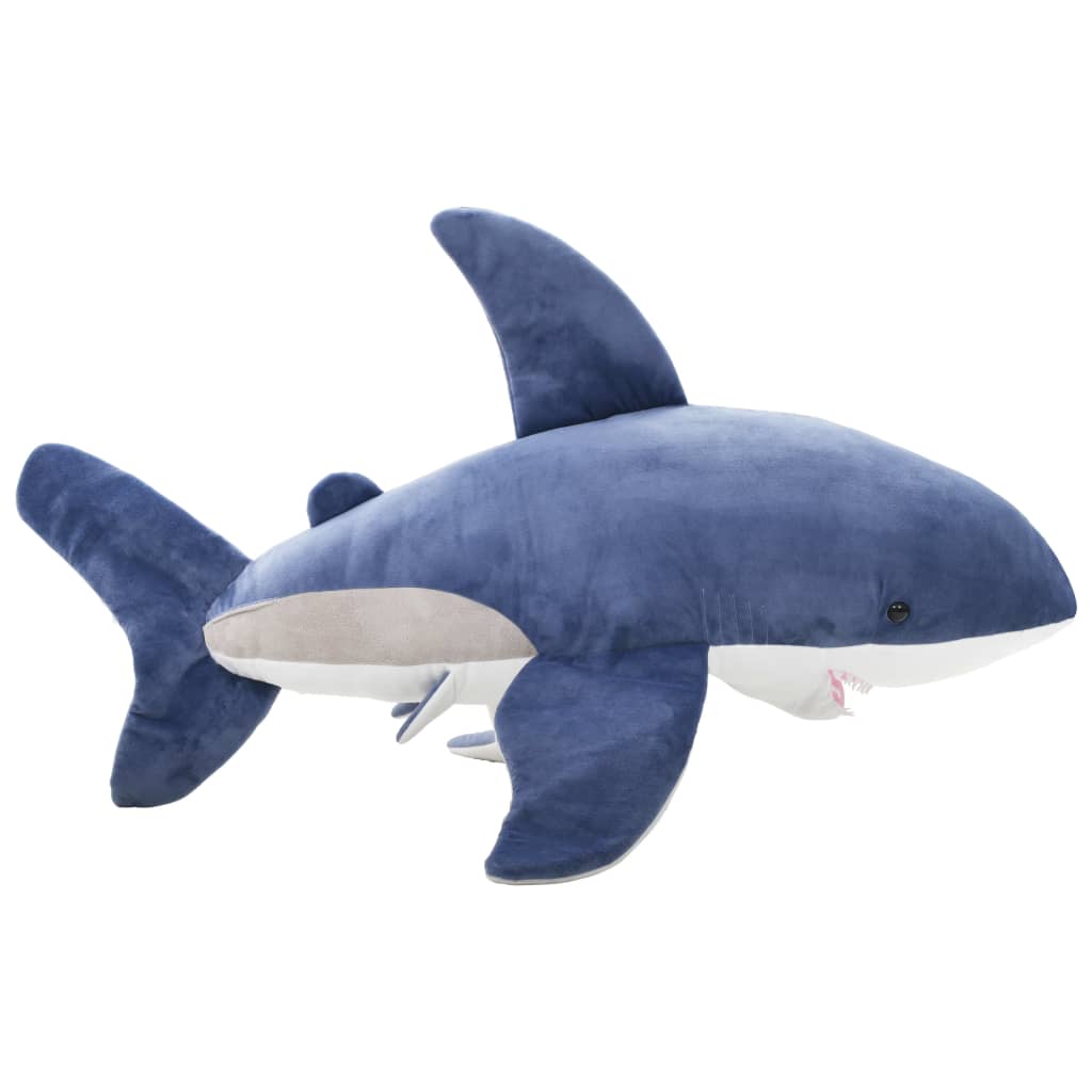 VidaXL Knuffel witte haai pluche blauw en wit