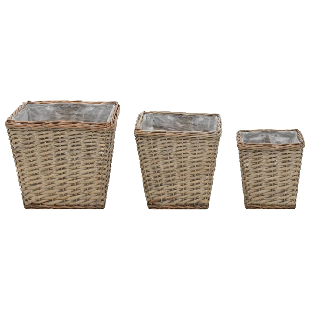 VidaXL Plantenbakken verhoogd 3 st wicker met pe-voering