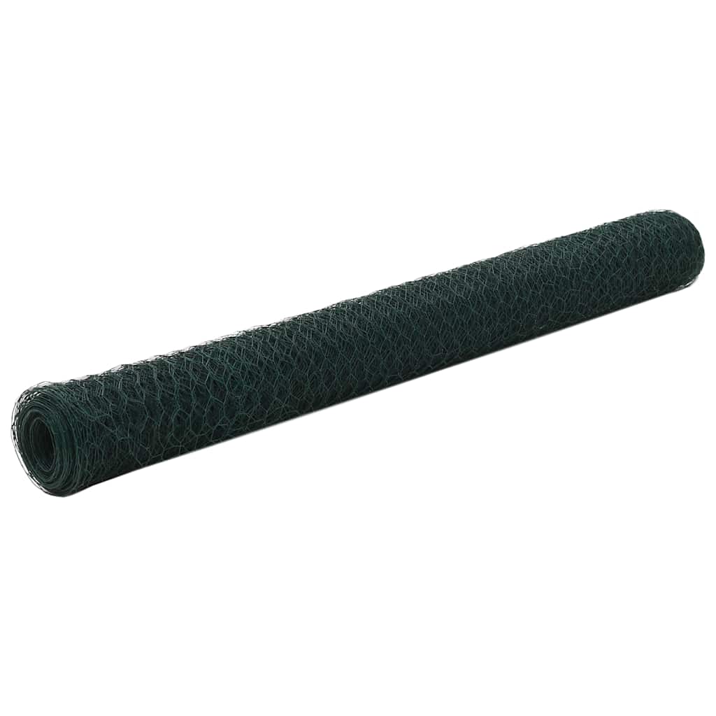 VidaXL Kippengaas 25x1,2 m staal met pvc coating groen
