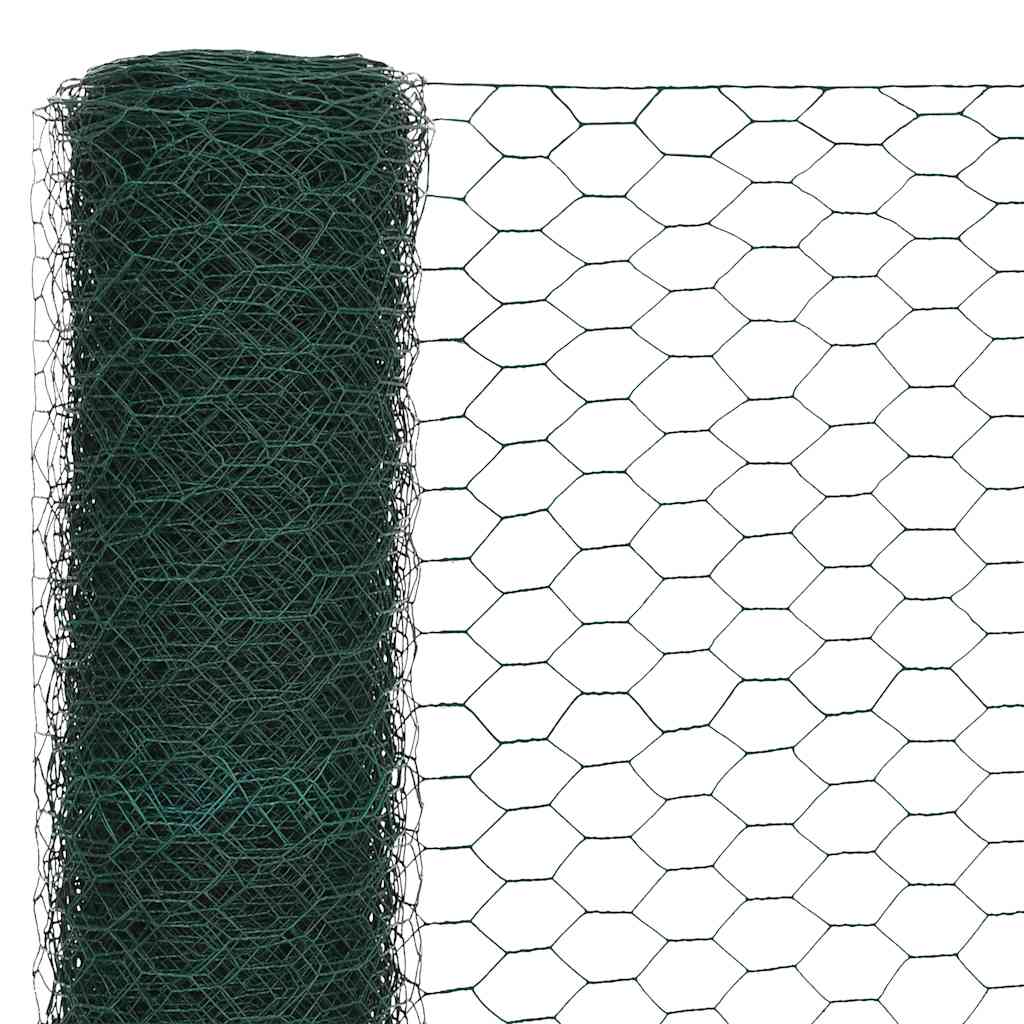VidaXL Kippengaas 25x1,2 m staal met pvc coating groen