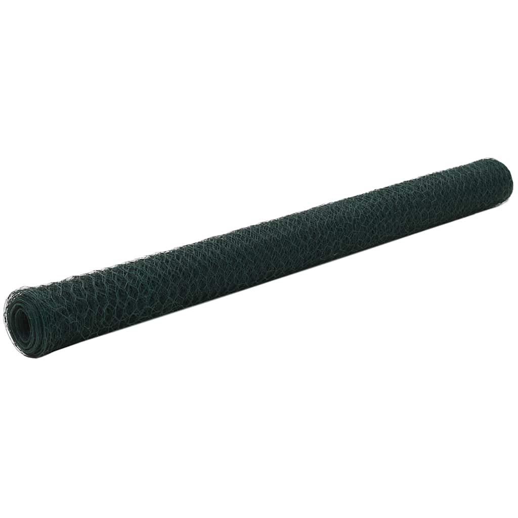 VidaXL Kippengaas 25x1,5 m staal met pvc coating groen