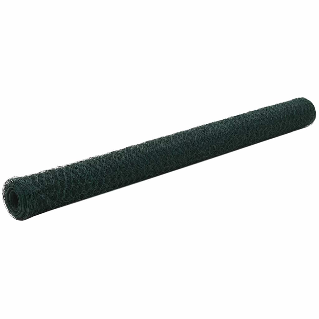 VidaXL Kippengaas 25x1,5 m staal met pvc coating groen