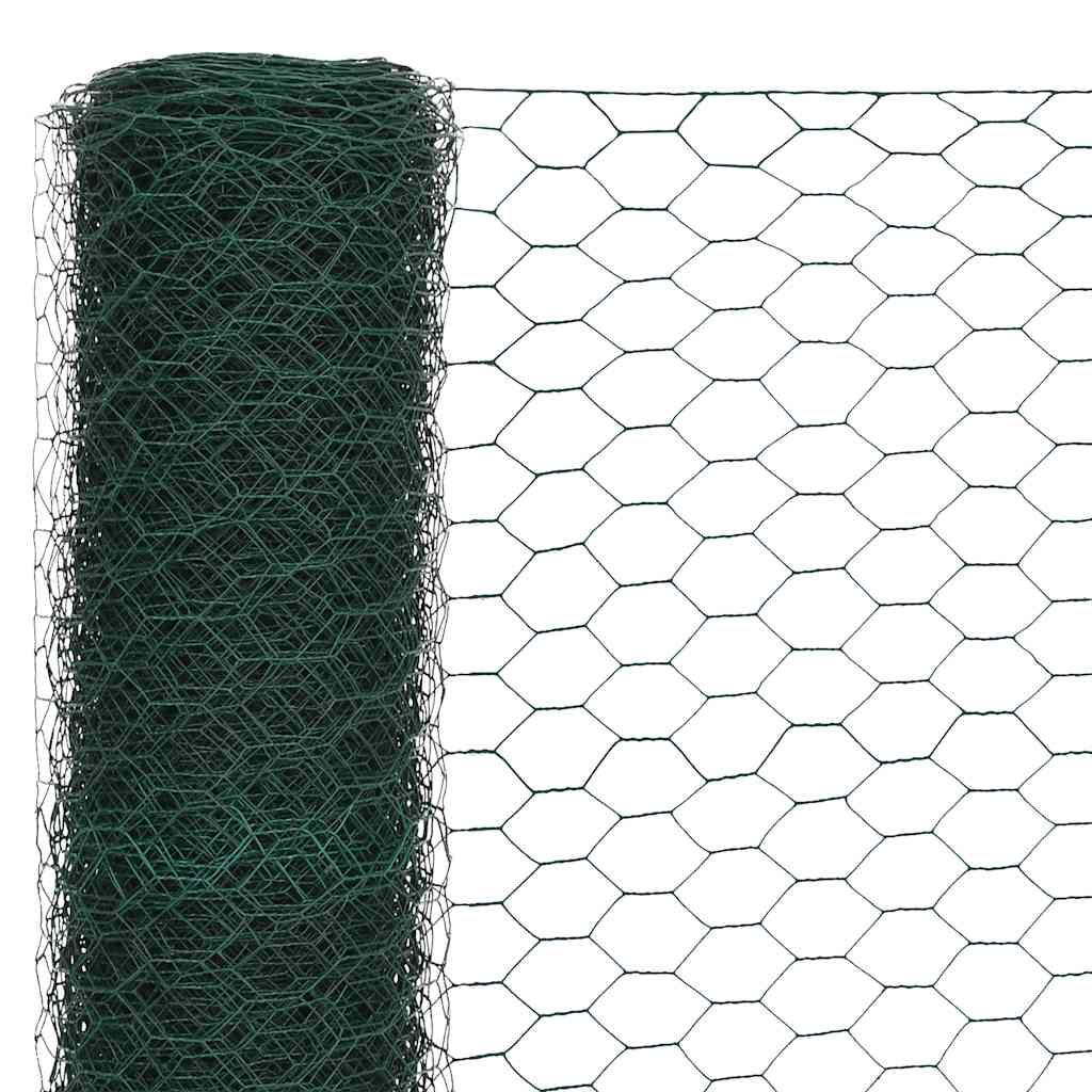 VidaXL Kippengaas 25x1,5 m staal met pvc coating groen