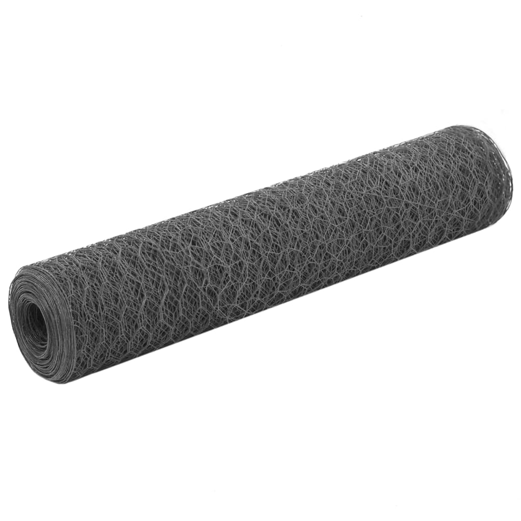 VidaXL Kippengaas 25x0,75 m staal met pvc coating grijs