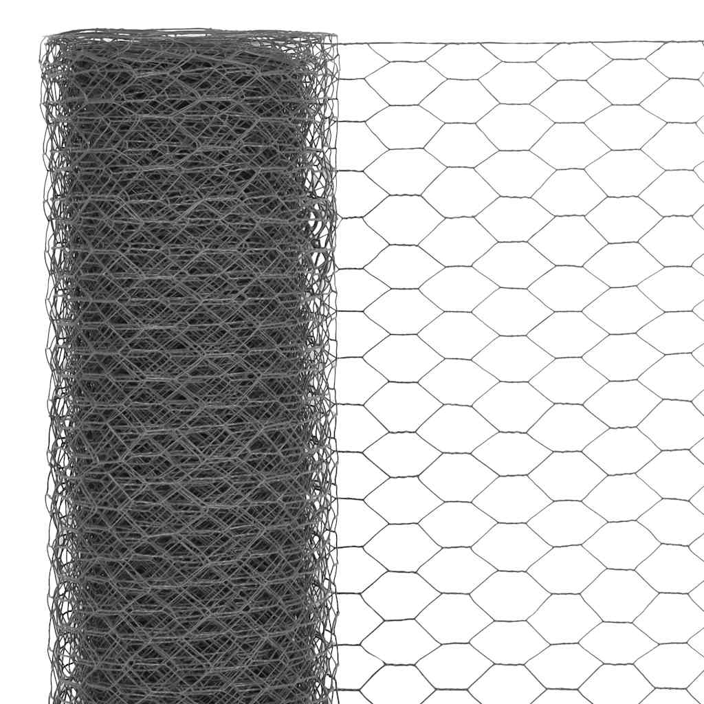VidaXL Kippengaas 25x1,2 m staal met pvc coating grijs