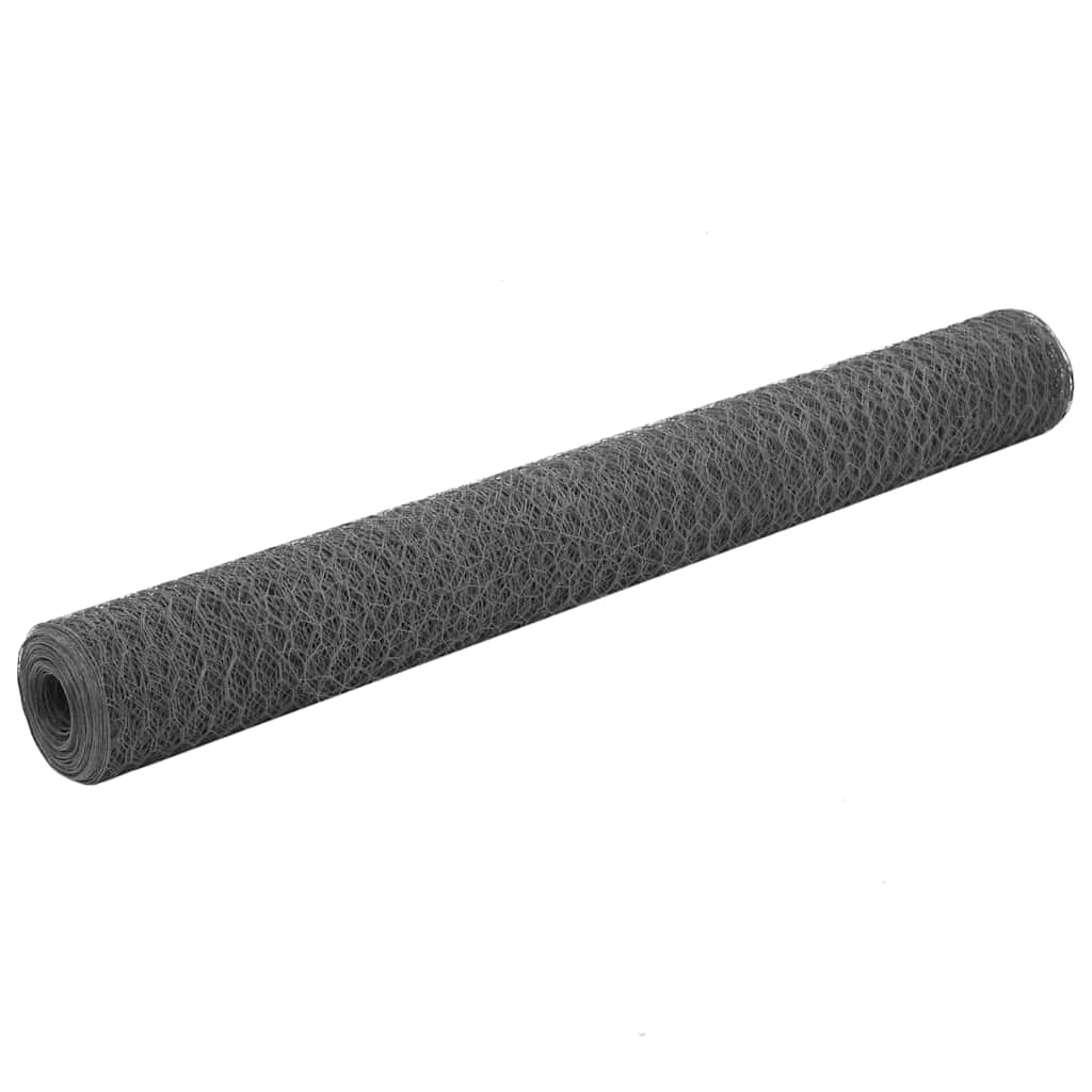 VidaXL Kippengaas 25x1,2 m staal met pvc coating grijs