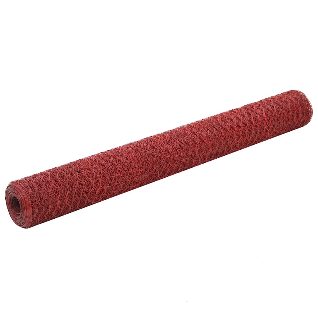 VidaXL Kippengaas 25x1,2 m staal met pvc coating rood