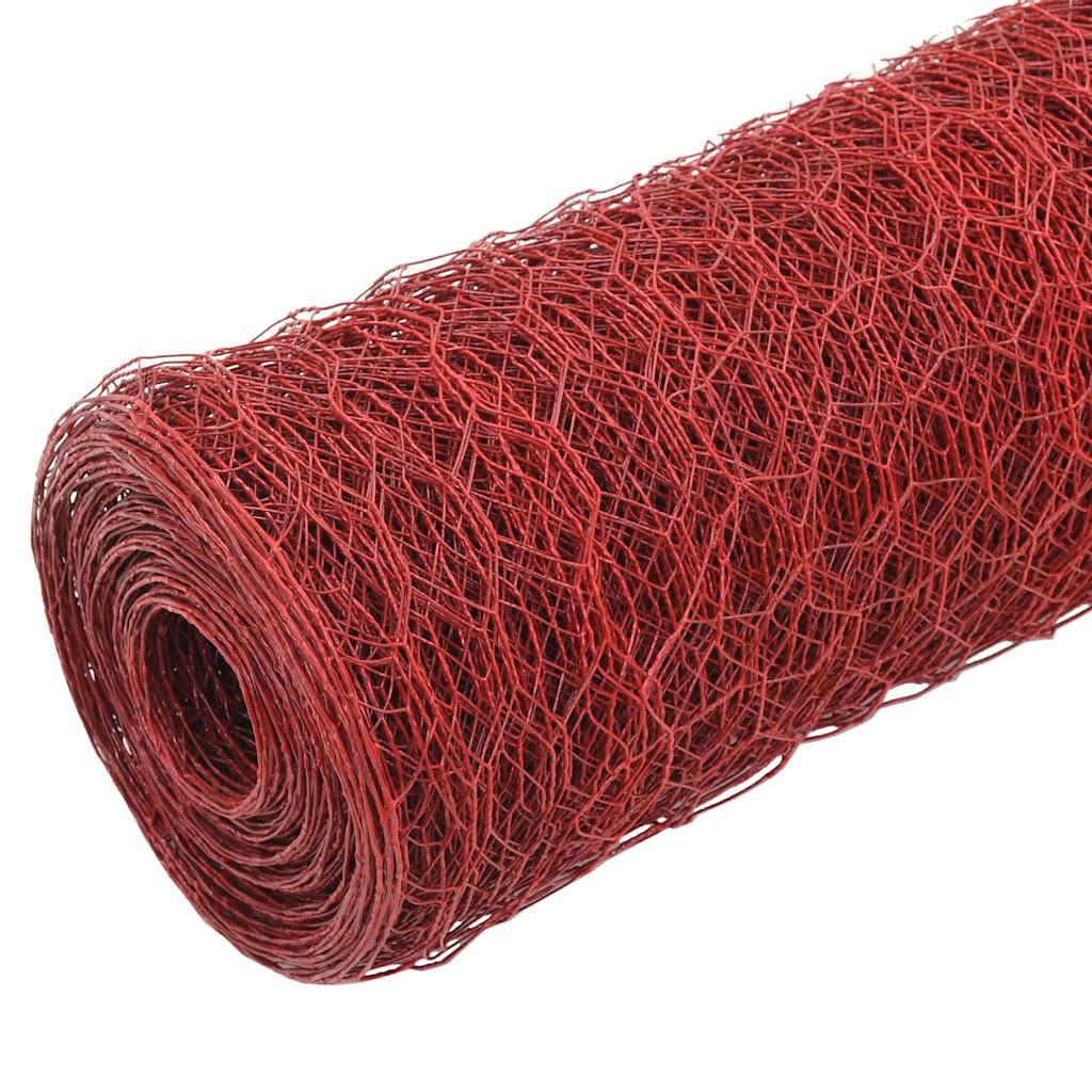 VidaXL Kippengaas 25x1,2 m staal met pvc coating rood