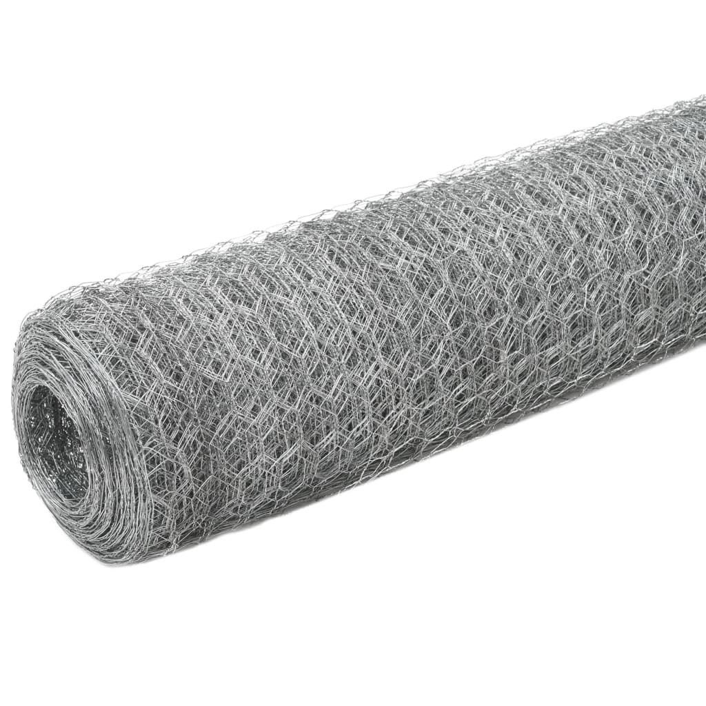 VidaXL Kippengaas 25x1,5 m gegalvaniseerd staal zilverkleurig