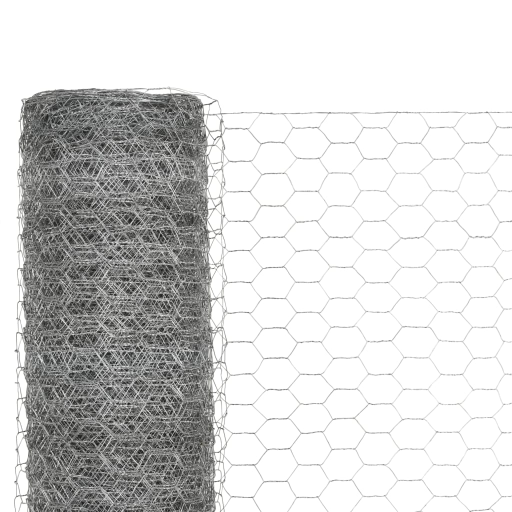 VidaXL Kippengaas 25x1,5 m gegalvaniseerd staal zilverkleurig