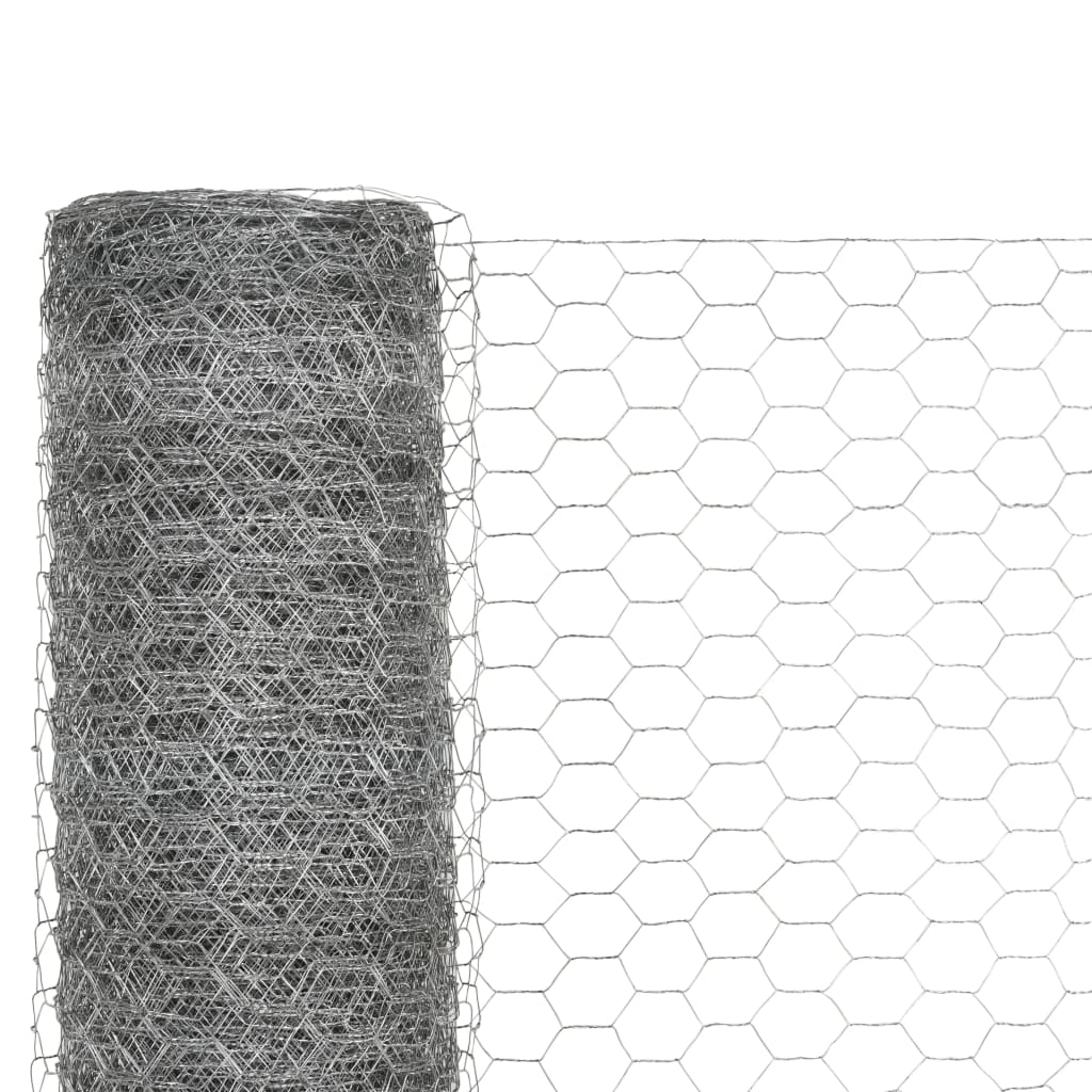 VidaXL Kippengaas 25x1,2 m gegalvaniseerd staal zilverkleurig