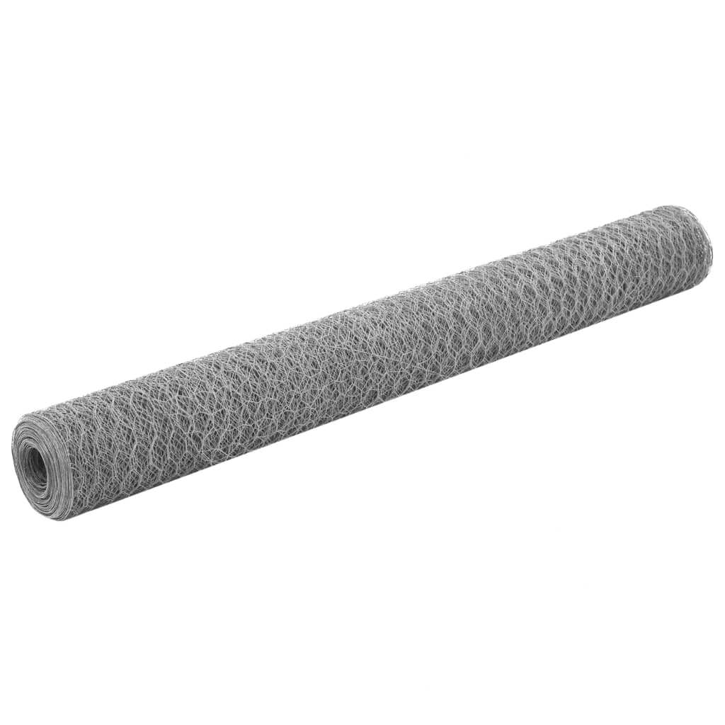 VidaXL Kippengaas 25x1,2 m gegalvaniseerd staal zilverkleurig