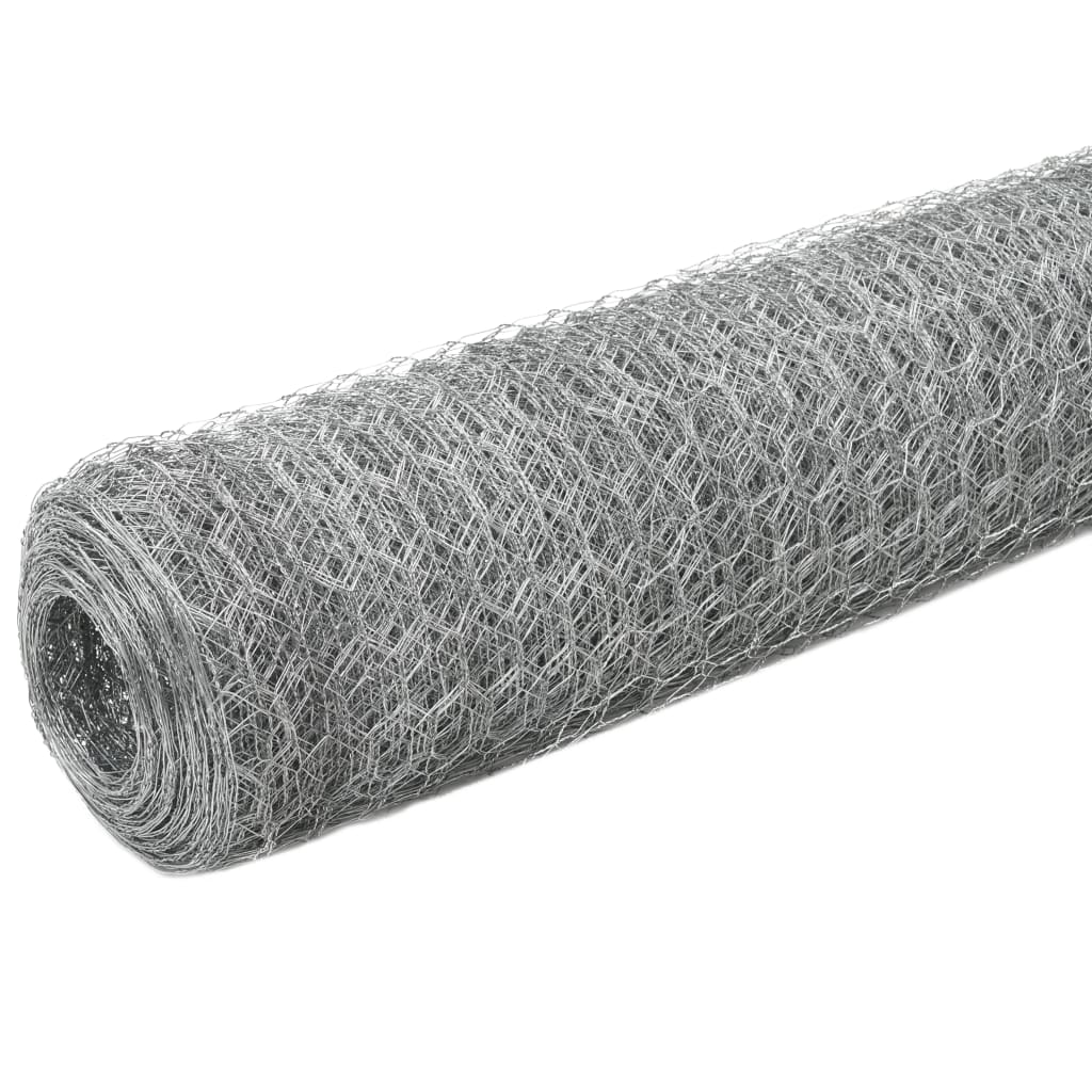 VidaXL Kippengaas 25x1,2 m gegalvaniseerd staal zilverkleurig