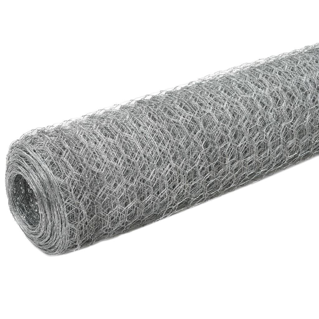 VidaXL Kippengaas 25x1,5 m gegalvaniseerd staal zilverkleurig