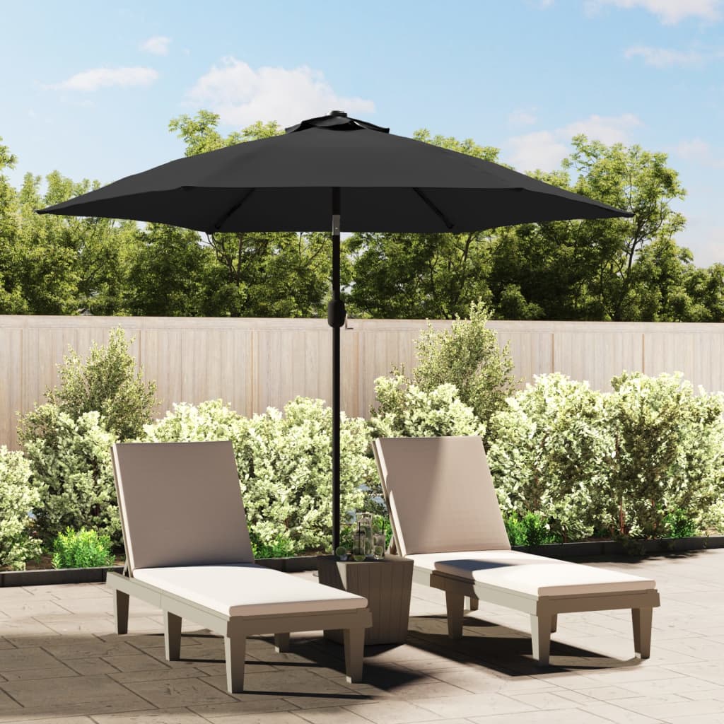 VidaXL Parasol met led-verlichting en stalen paal 300 cm antraciet