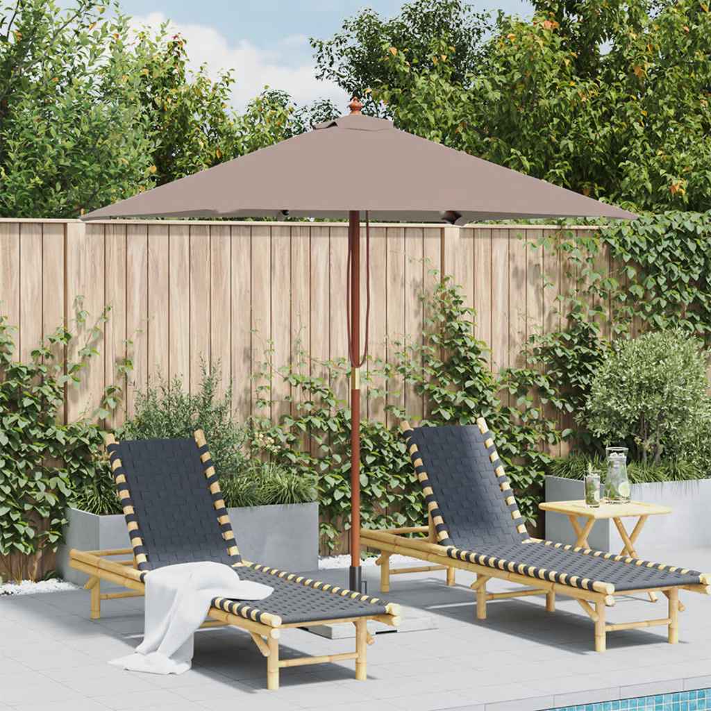 VidaXL Parasol met houten paal 150x200 cm taupe