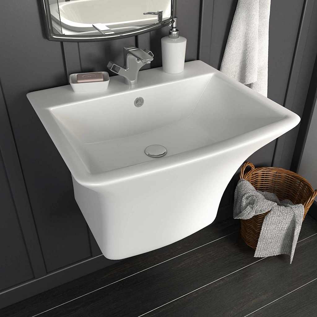 VidaXL Wasbak wit 53 x 44 x 37 cm geglazuurd keramiek