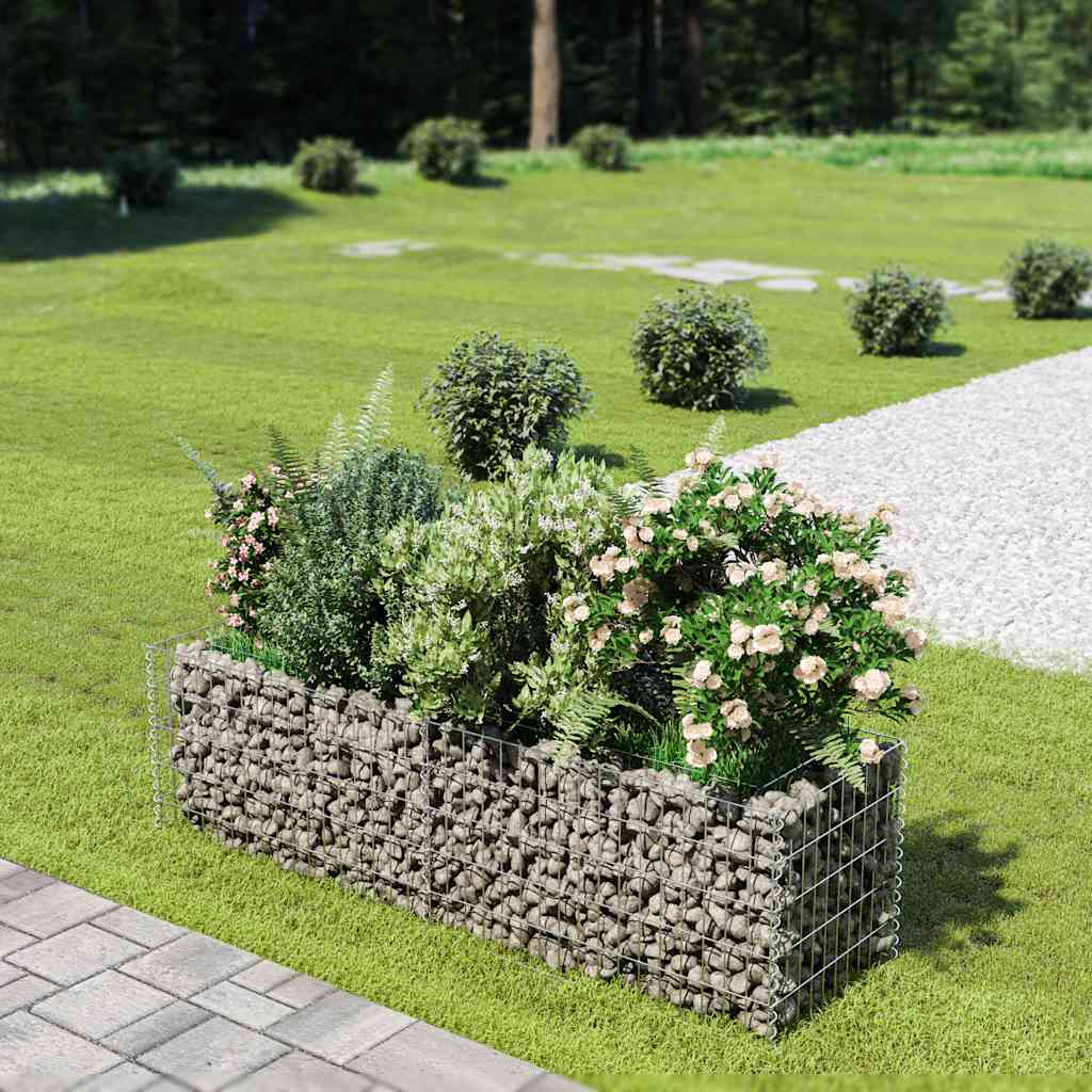 VidaXL Gabion plantenbak verhoogd 180x50x50 cm gegalvaniseerd staal