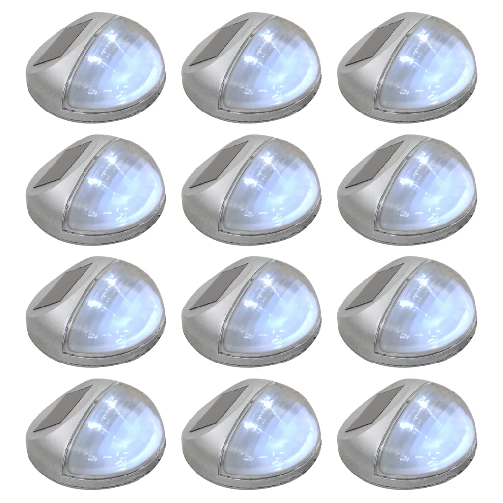 VidaXL Led-wandlampen solar rond zilver 12 st
