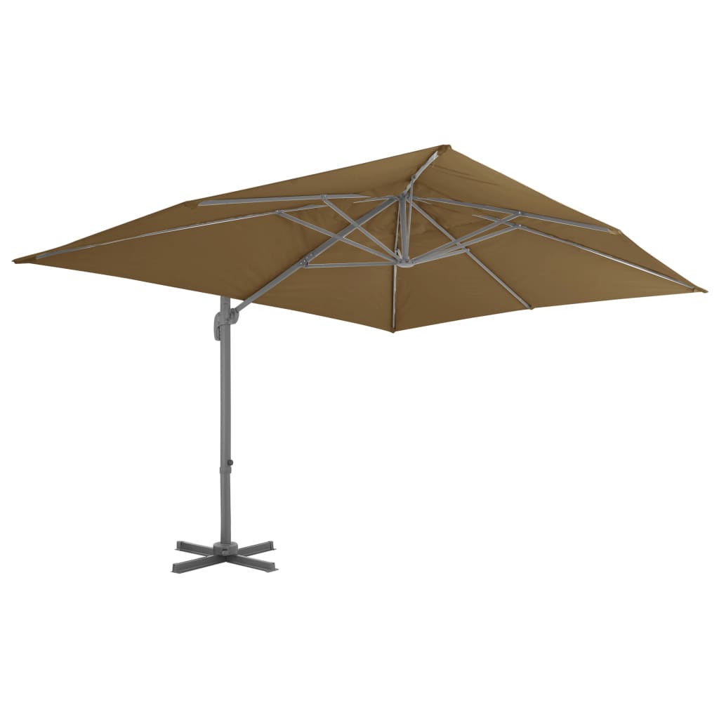 VidaXL Zwevende parasol met aluminium paal 400x300 cm taupe