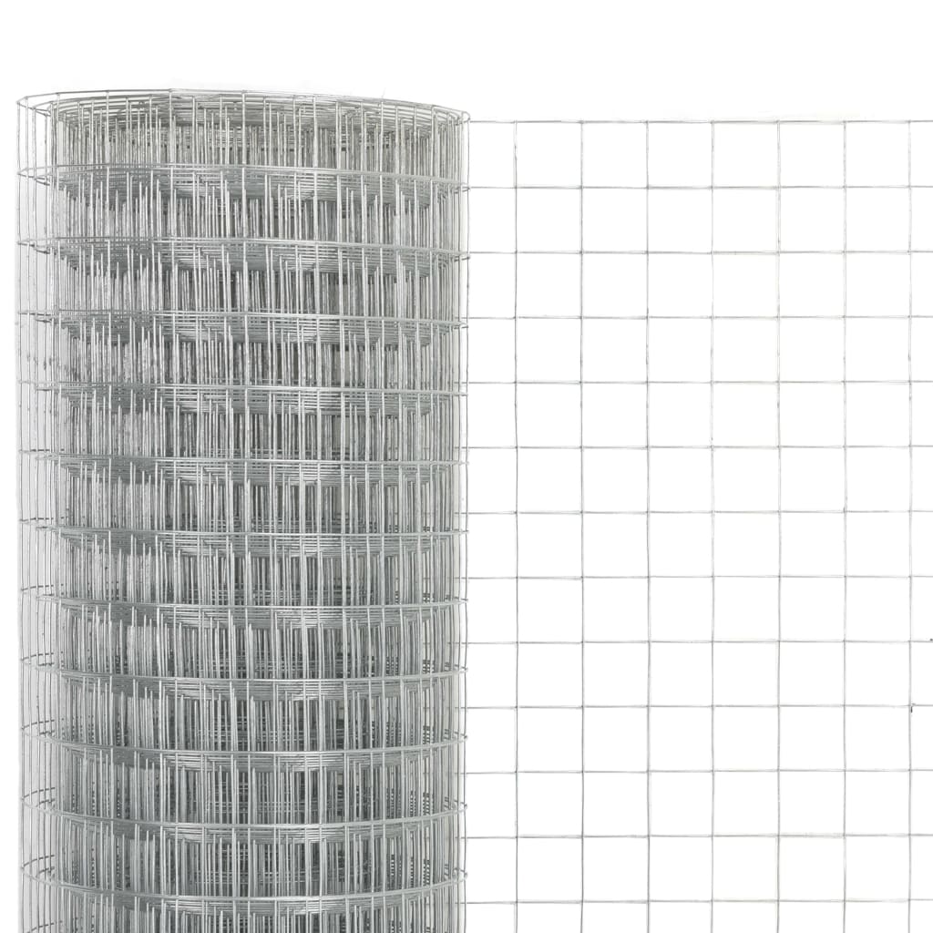 VidaXL Kippengaas 10x0,5 m gegalvaniseerd staal zilverkleurig