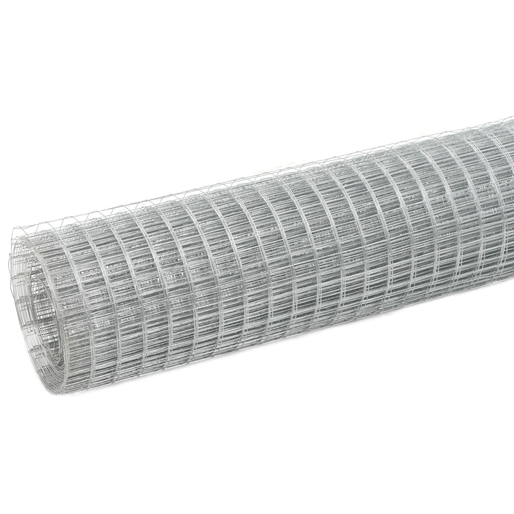 VidaXL Kippengaas 25x0,5 m gegalvaniseerd staal zilverkleurig