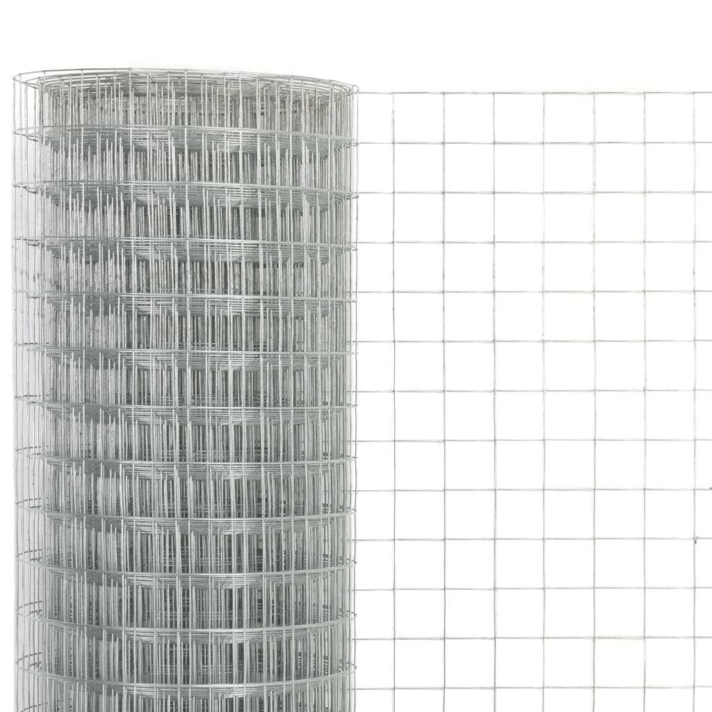 VidaXL Kippengaas 25x0,5 m gegalvaniseerd staal zilverkleurig