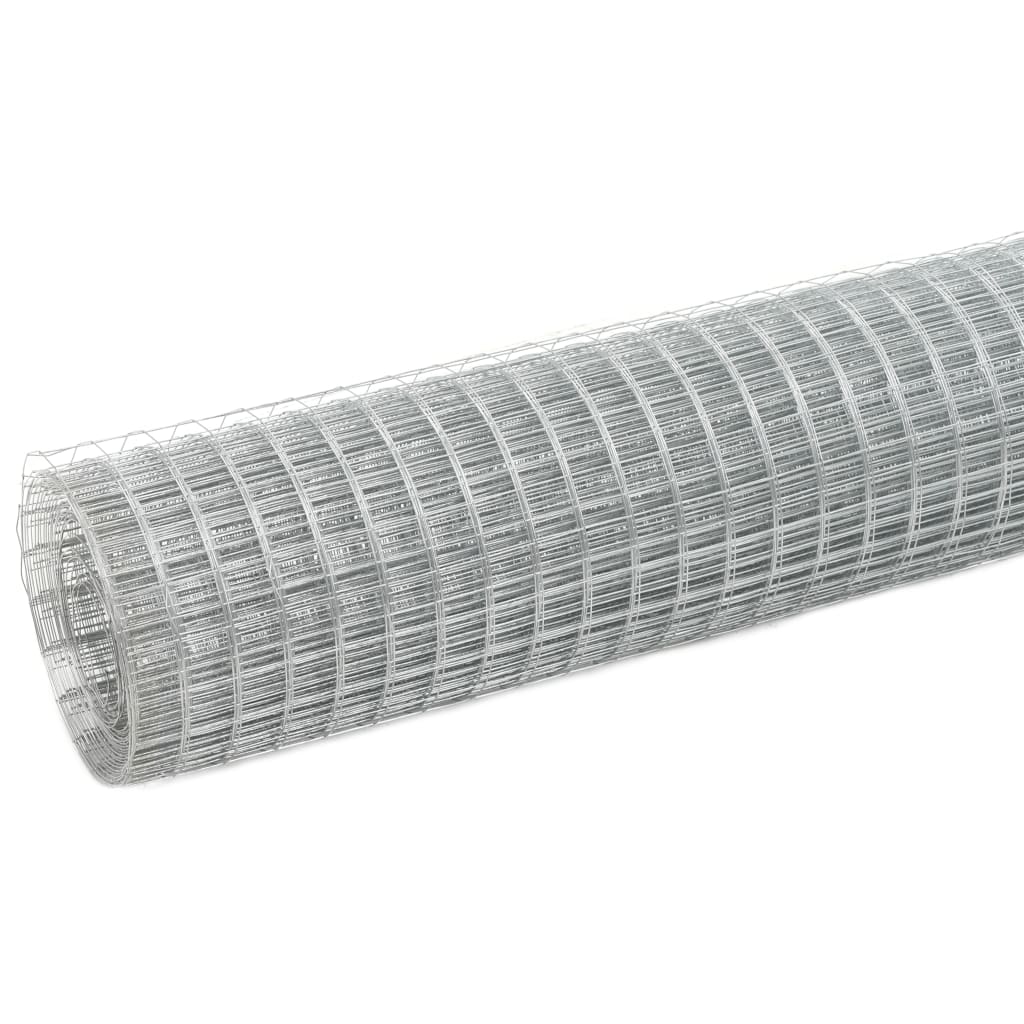 VidaXL Kippengaas 25x0,5 m gegalvaniseerd staal zilverkleurig