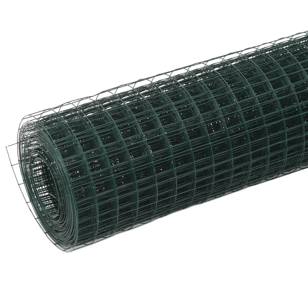 VidaXL Kippengaas 10x0,5 m staal met pvc coating groen
