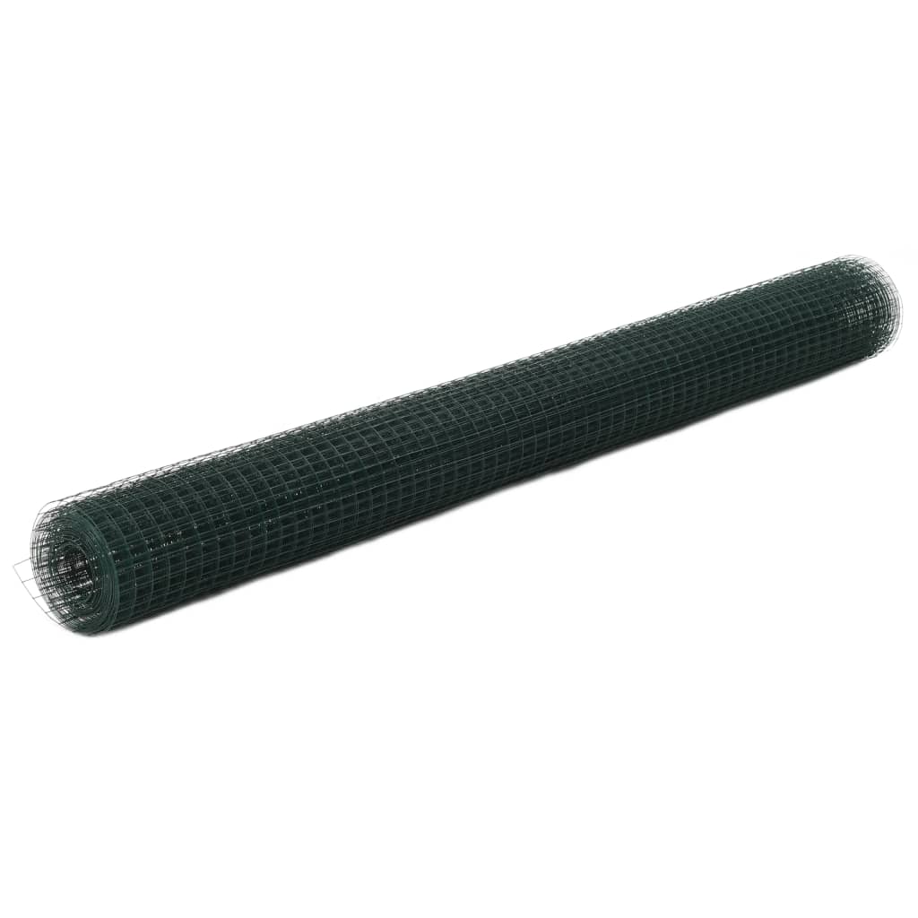 VidaXL Kippengaas 25x1,5 m staal met pvc coating groen