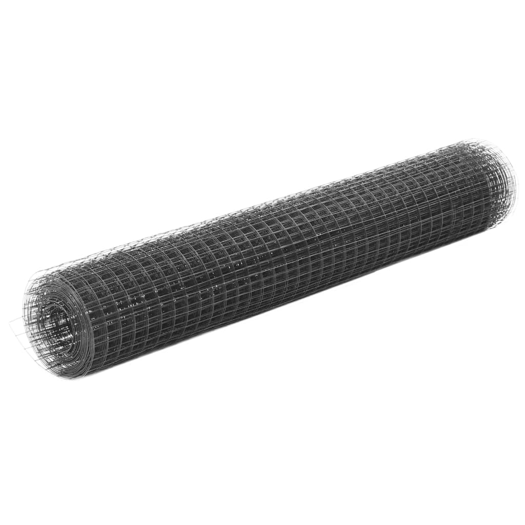 VidaXL Kippengaas 10x1 m staal met pvc coating grijs