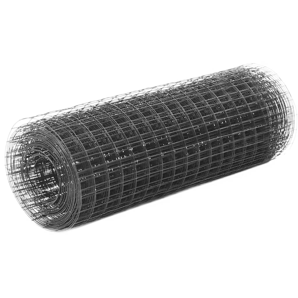 VidaXL Kippengaas 10x0,5 m staal met pvc coating grijs