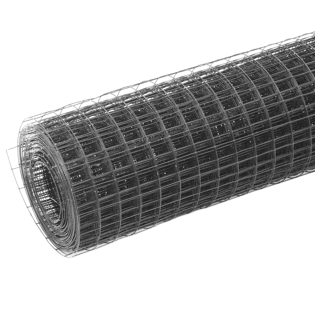 VidaXL Kippengaas 10x0,5 m staal met pvc coating grijs