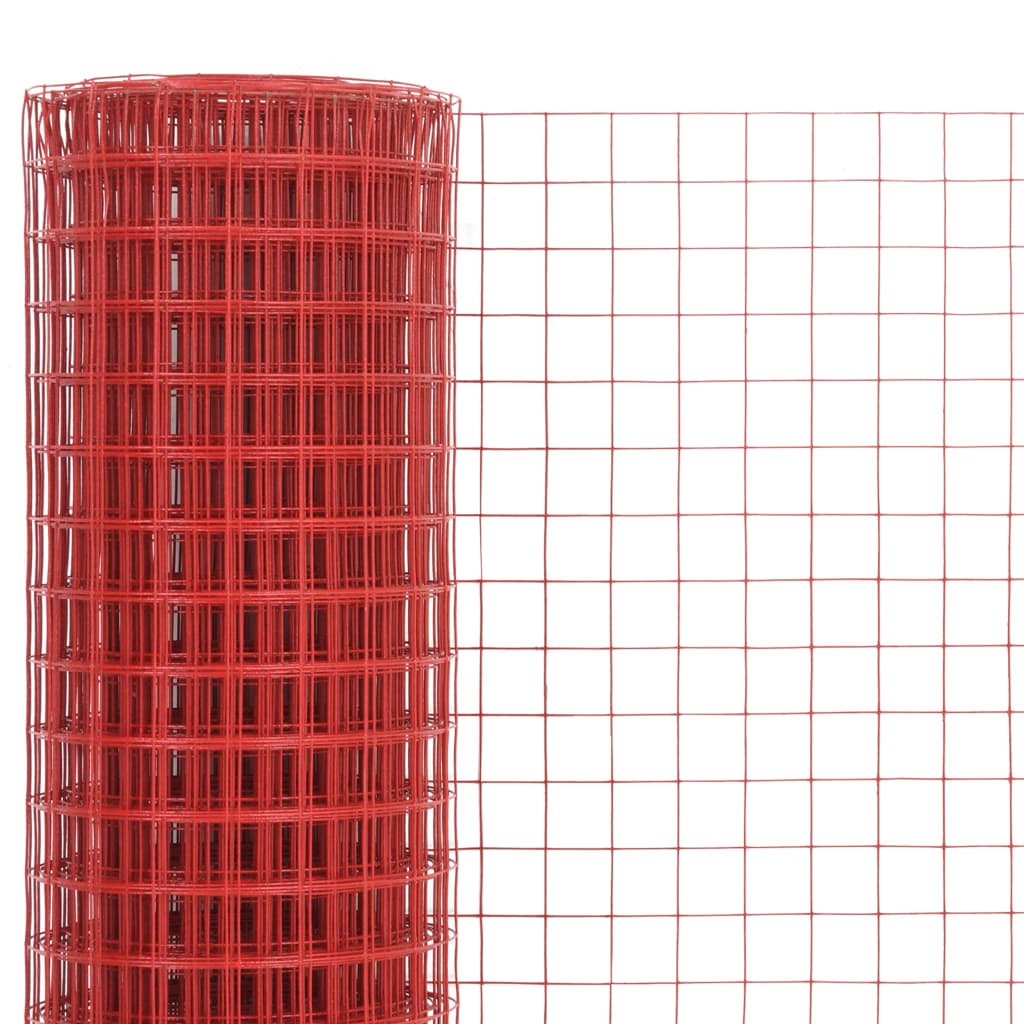 VidaXL Kippengaas 10x0,5 m staal met pvc coating rood