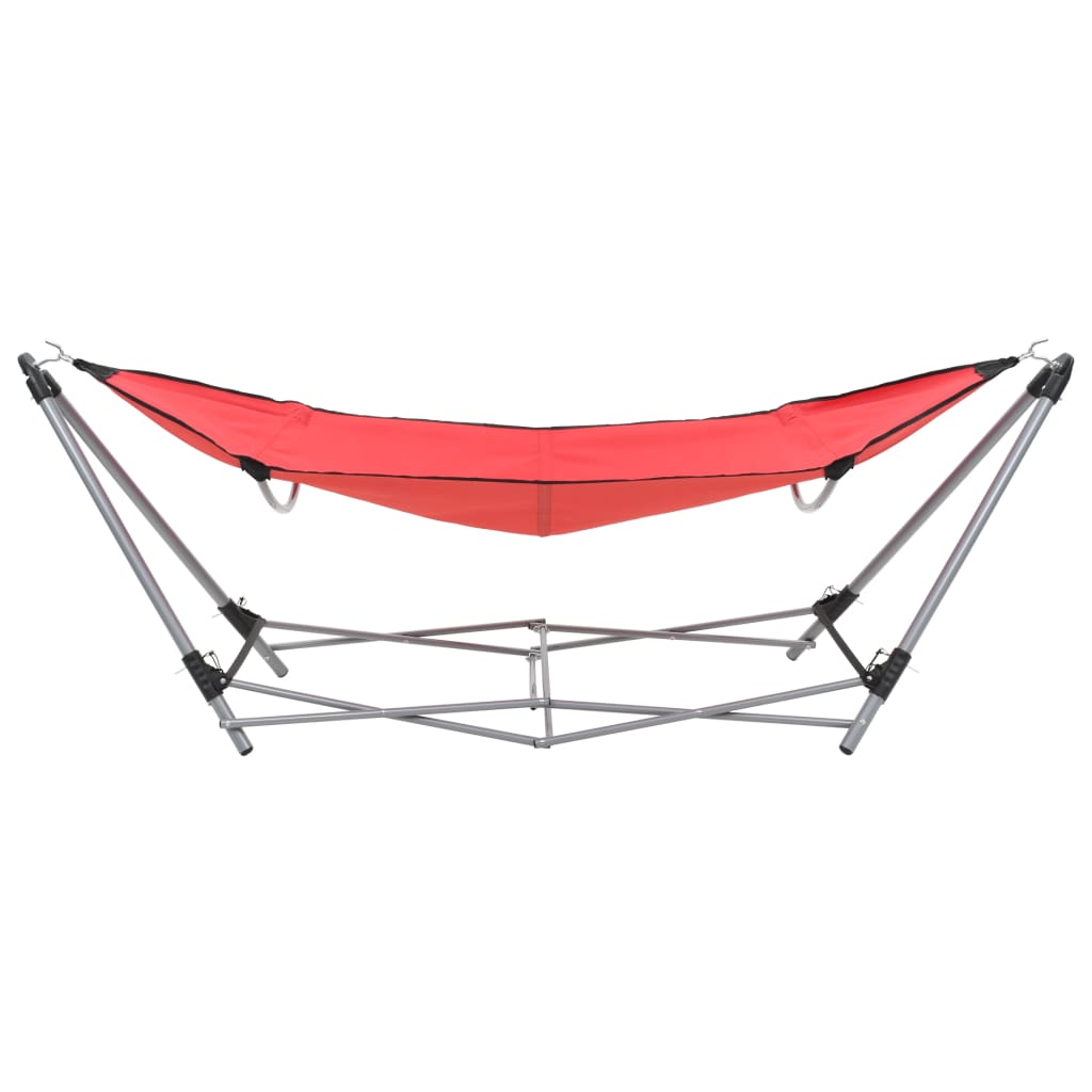 VidaXL Hangmat met inklapbare standaard rood