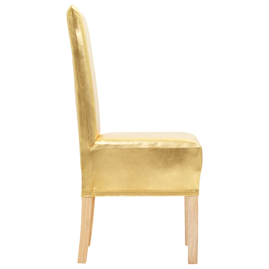 VidaXL 6 st stoelhoezen recht stretch goud