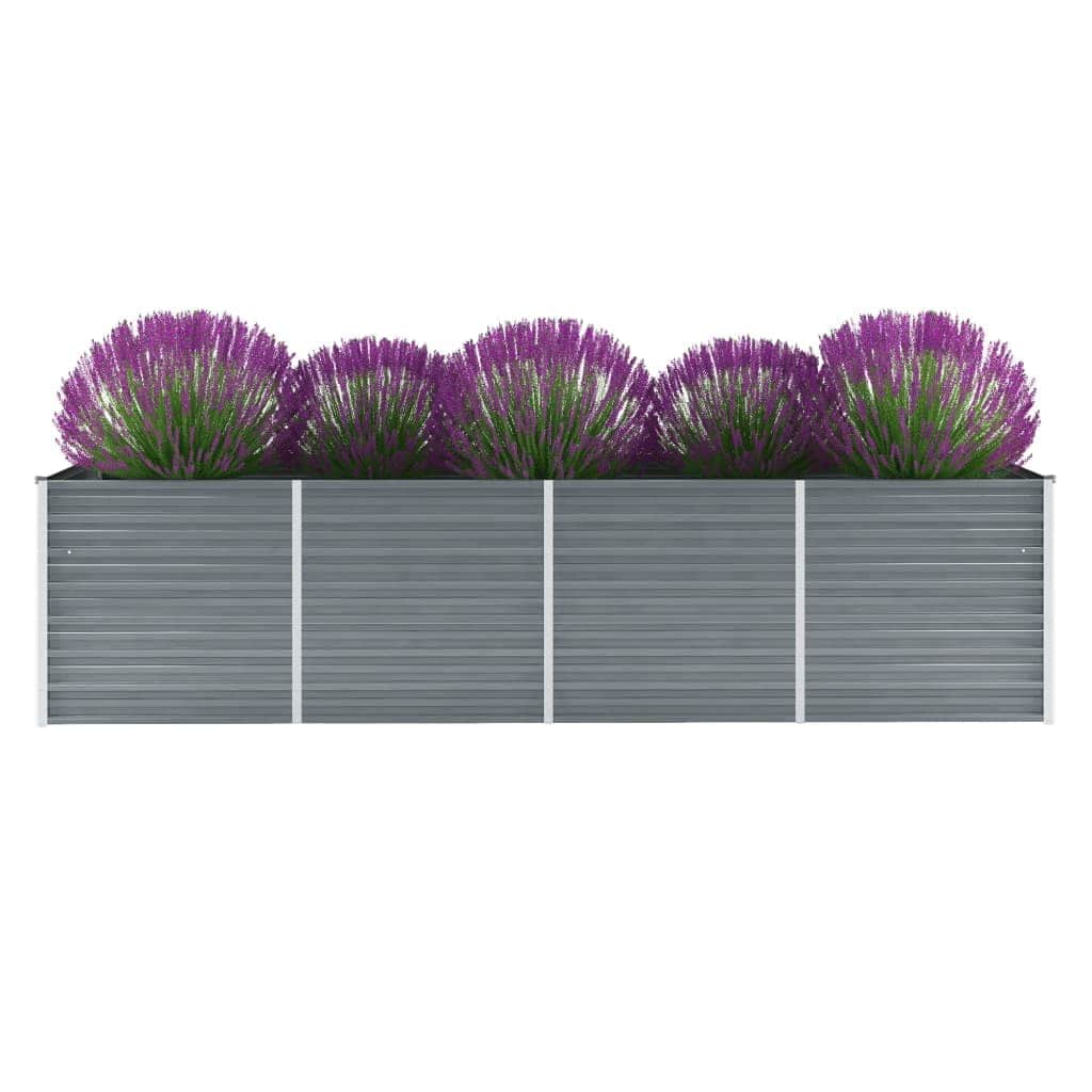 VidaXL Plantenbak verhoogd 320x80x77 cm gegalvaniseerd staal grijs